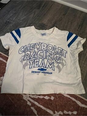Chevrolet Racing cropped White & Blue Graphic Tee
